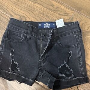 Hollister Black Distressed Denim Cutoff Shorts